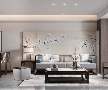 New Chinese Style A Living Room-ID:360760737