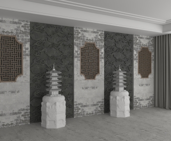 New Chinese Style TV Wall-ID:872236016