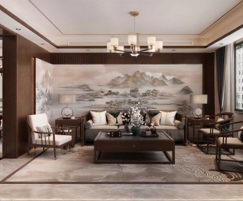 New Chinese Style A Living Room-ID:462869884