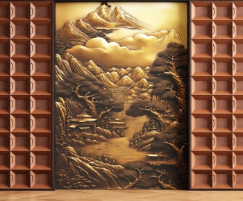 New Chinese Style TV Wall-ID:839011911