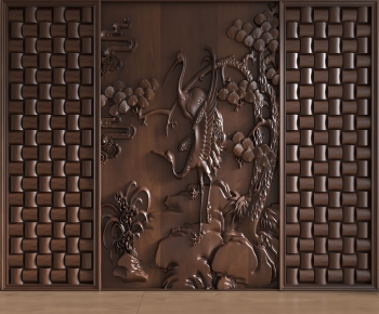 New Chinese Style TV Wall-ID:601123096