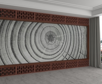 New Chinese Style TV Wall-ID:662606001