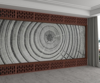 New Chinese Style TV Wall-ID:862761979