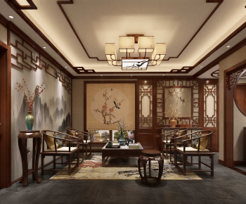 New Chinese Style A Living Room-ID:698604111