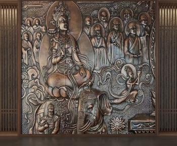 New Chinese Style TV Wall-ID:112849003