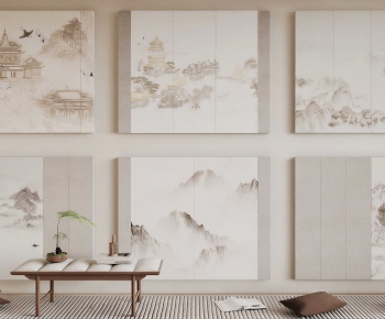 New Chinese Style TV Wall-ID:908997068