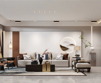 New Chinese Style A Living Room-ID:989329108