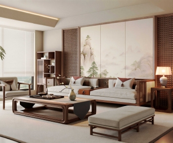 New Chinese Style A Living Room-ID:310596941
