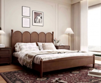 French Style Retro Style Double Bed-ID:592377901