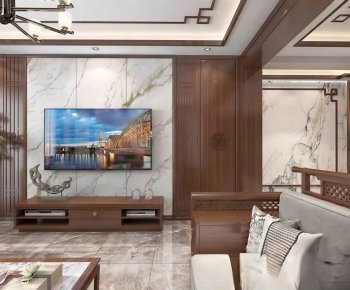 New Chinese Style A Living Room-ID:665352112