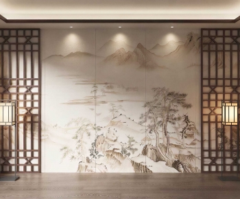 New Chinese Style TV Wall-ID:334927087