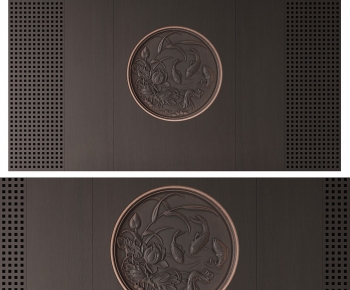 New Chinese Style TV Wall-ID:816519987