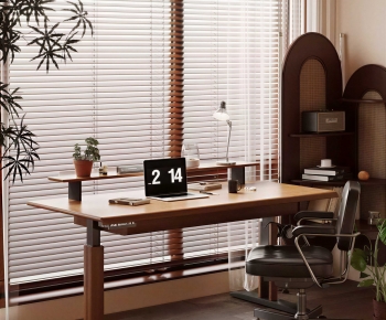 Modern Computer Desk And Chair-ID:650210434