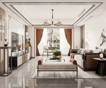 New Chinese Style A Living Room-ID:169516099