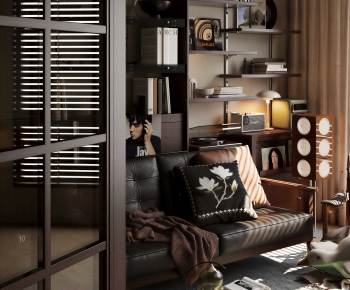 现代中古风客厅-3044680