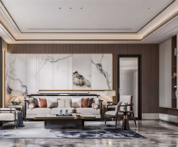 New Chinese Style A Living Room-ID:680921086