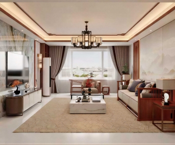 New Chinese Style A Living Room-ID:343889952