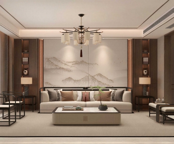 New Chinese Style A Living Room-ID:411956076