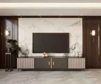 New Chinese Style TV Wall-ID:648153074