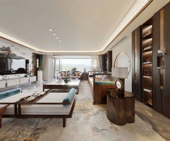 New Chinese Style A Living Room-ID:996669058