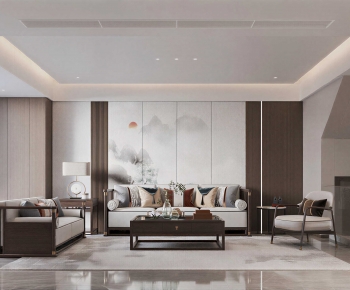 New Chinese Style A Living Room-ID:663779026