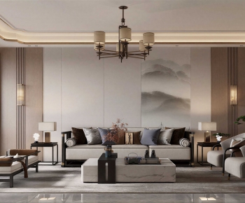 New Chinese Style A Living Room-ID:579396011