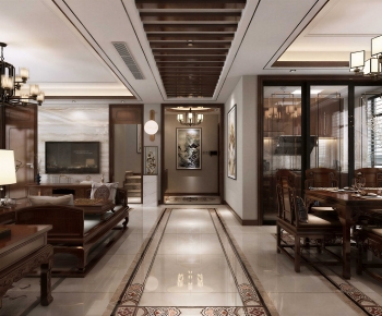 New Chinese Style A Living Room-ID:368573902