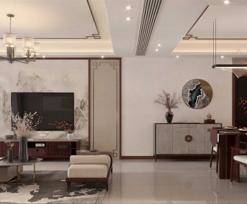 New Chinese Style A Living Room-ID:217420101