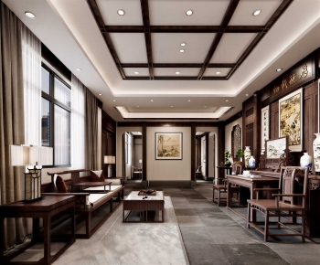 New Chinese Style A Living Room-ID:792057043