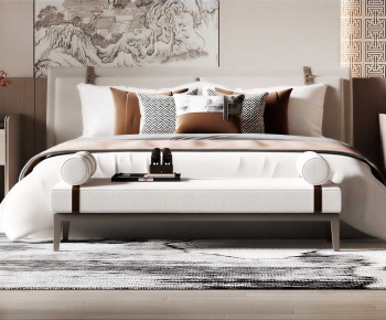 New Chinese Style Double Bed-ID:229830757