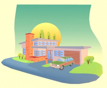 Modern Cartoon House-ID:373028044