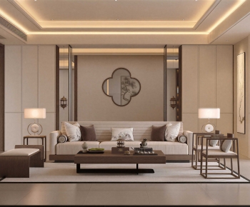 New Chinese Style A Living Room-ID:136913065