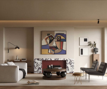 现代中古风客厅-3056806