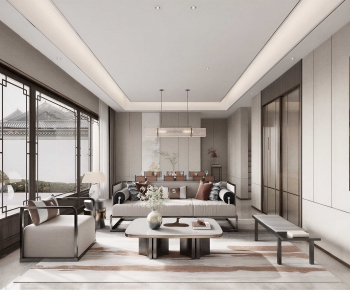 New Chinese Style A Living Room-ID:818429957