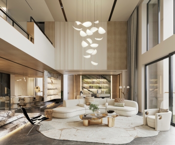 现代简约挑空别墅客餐厅-3057969