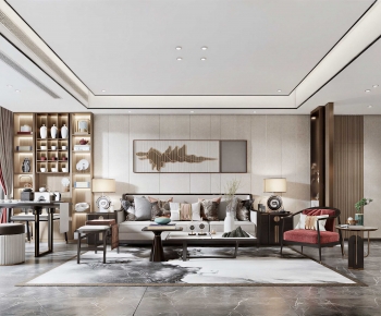 New Chinese Style A Living Room-ID:661469949