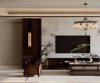 New Chinese Style A Living Room-ID:902884012