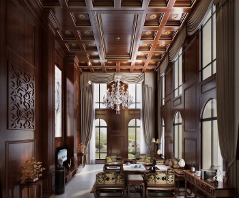 New Chinese Style A Living Room-ID:557076931