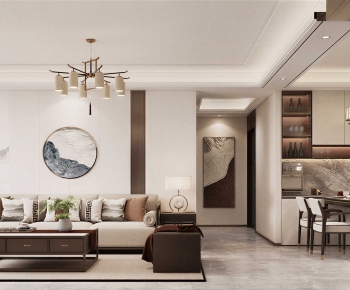 New Chinese Style A Living Room-ID:393855098