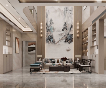 New Chinese Style A Living Room-ID:191685915