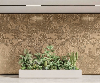 New Chinese Style TV Wall-ID:671487098