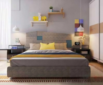 Modern Double Bed-ID:650172958