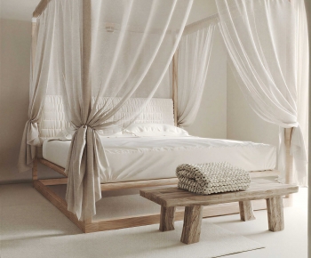 Wabi-sabi Style Double Bed-ID:255836966