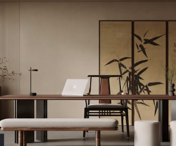 New Chinese Style Computer Desk And Chair-ID:373270999