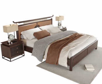 New Chinese Style Double Bed-ID:442600019