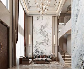 New Chinese Style A Living Room-ID:744811066