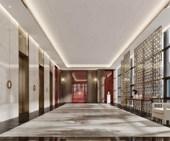 New Chinese Style Office Elevator Hall-ID:388791089