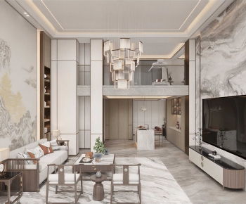 New Chinese Style A Living Room-ID:721237907