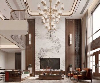 New Chinese Style A Living Room-ID:823290364