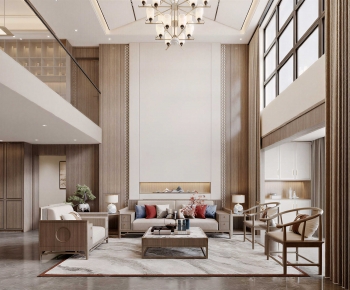 New Chinese Style A Living Room-ID:390111924